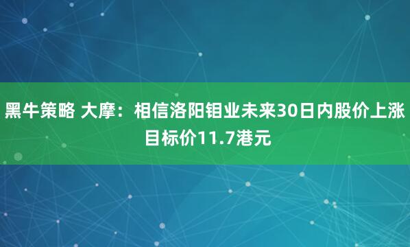 黑牛策略 大摩：相信洛阳钼业未来30日内股价上涨 目标价11.7港元