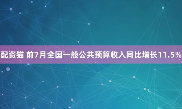 配资猫 前7月全国一般公共预算收入同比增长11.5%